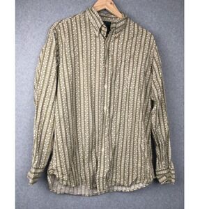 Lucky Brand Dungarees Men's Medium Olive Floral Print Button Down Shirt